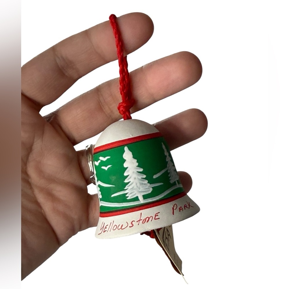 Yellowstone Park Green and Red Holiday Bell‎ Ornament